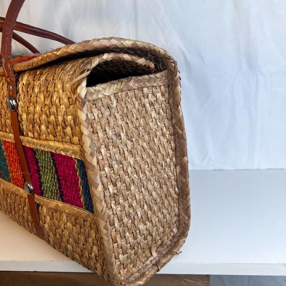 Tote Market Arm Bag Purse Large Woven Colorful Raffia Straw Beach Picnic Boho - Picture 5 of 12